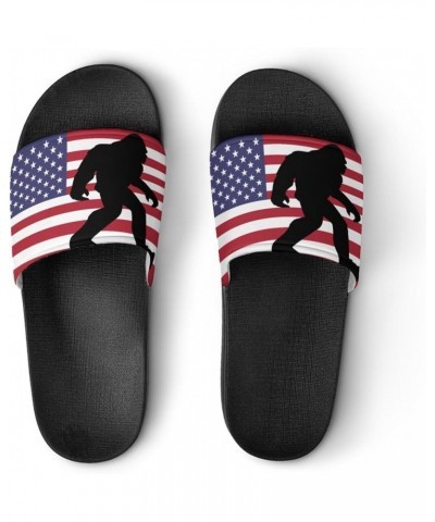 Bigfoot US Flag Home Slippers PVC Open Toe Shower Slippers Fashion Sandals for Men Women 45 (275mm) Black-style $26.09 Slippers