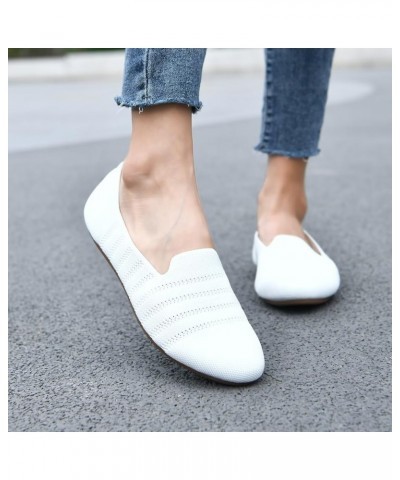 Women's Ballet Flat Shoes Dress Shoes Knit Round Toe Slip On Ballerina Walking Flats Shoes for Woman Comfort Soft B/White $24...