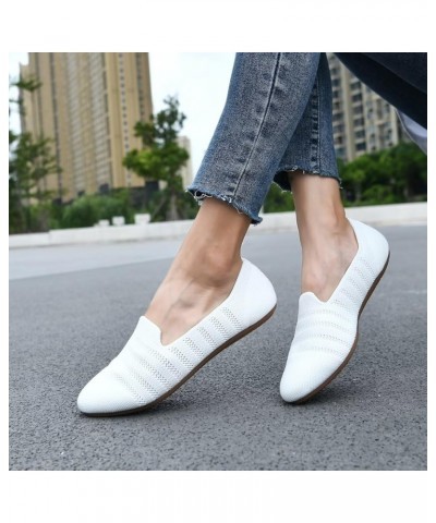 Women's Ballet Flat Shoes Dress Shoes Knit Round Toe Slip On Ballerina Walking Flats Shoes for Woman Comfort Soft B/White $24...