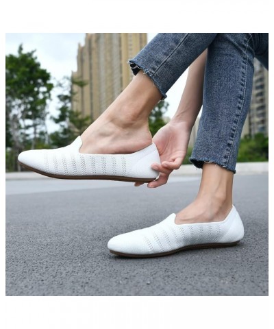 Women's Ballet Flat Shoes Dress Shoes Knit Round Toe Slip On Ballerina Walking Flats Shoes for Woman Comfort Soft B/White $24...