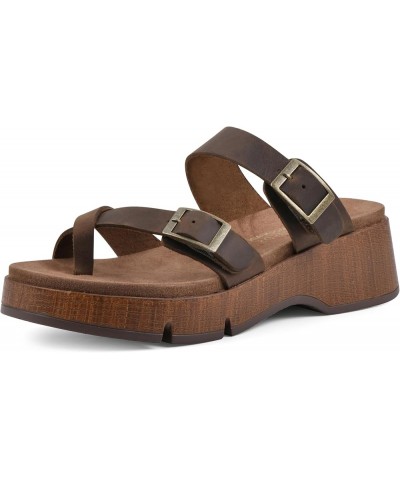 Women's Lefter Low Platform Sandal Brown/Leather $29.77 Sandals