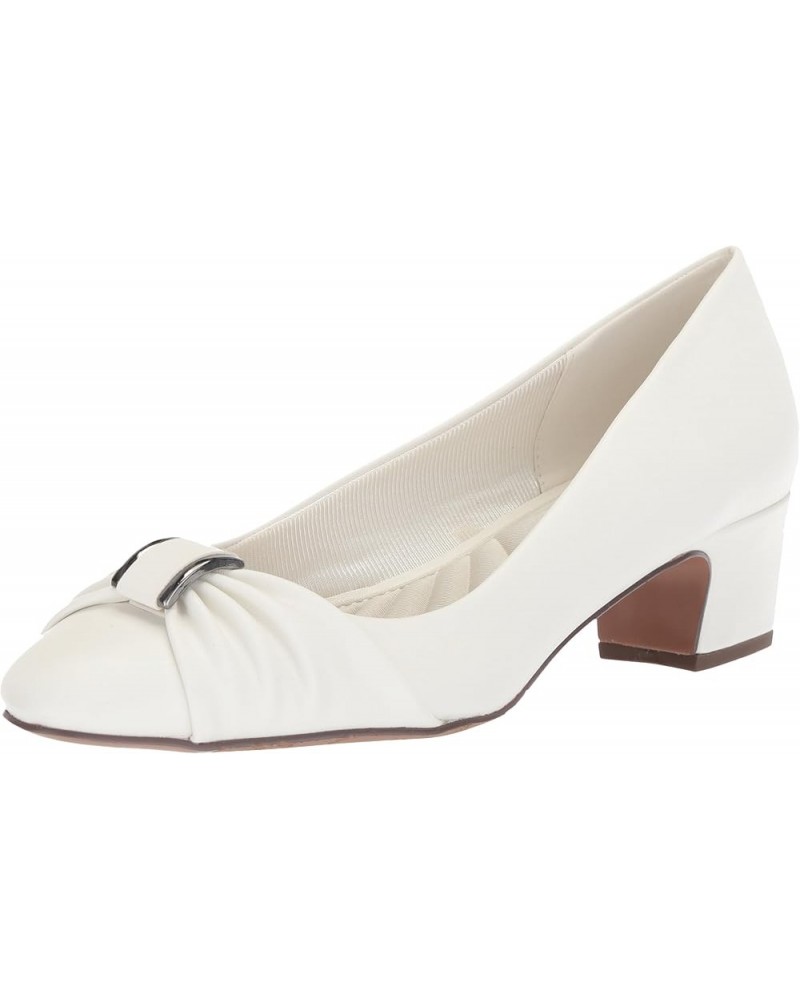 Womens Eloise Faux Leather Dressy Block Heel White $33.79 Pumps