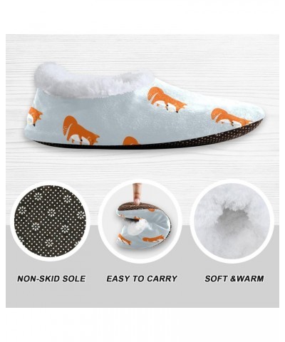 Cartoon Cute Fox Winter House Slippers Indoor Fuzzy Feet Slippers with Gripper Anti-Skid Cozy Home Shoes Soft Sole Slippers f...