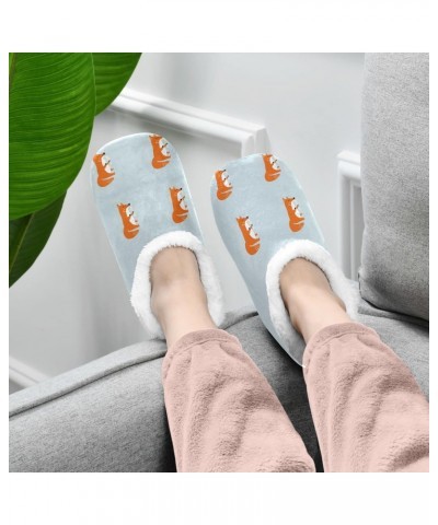 Cartoon Cute Fox Winter House Slippers Indoor Fuzzy Feet Slippers with Gripper Anti-Skid Cozy Home Shoes Soft Sole Slippers f...