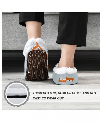 Cartoon Cute Fox Winter House Slippers Indoor Fuzzy Feet Slippers with Gripper Anti-Skid Cozy Home Shoes Soft Sole Slippers f...