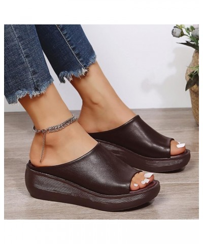 Sandals for Women Block Shoes Thick Sole Orthopedic Sandals Buckle Summer Flip-Flop Casual Walking Flats 174-hyems-brown-a $1...