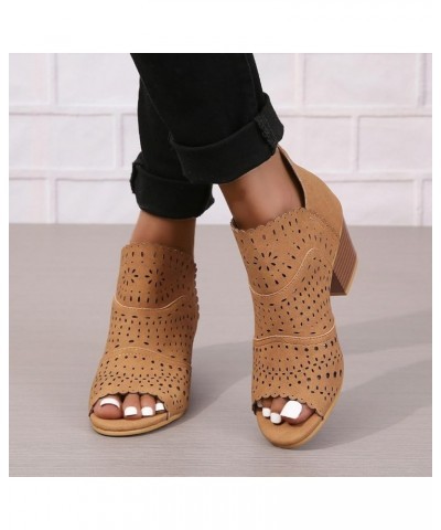 Women Flat Sandals Slippers Strappy Lace-Up Open Toe Flip Flops Two Strap High Heeled Sandal Wedding for Women Brown $19.35 S...