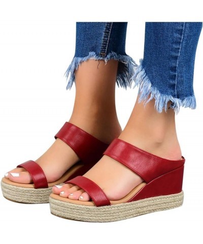 Womens Casual Ankle Strap Buckle Sandal Summer Beach Dress Shoe Orthopedic Open Square Toe Flat 32-cadho-red $17.93 Sandals