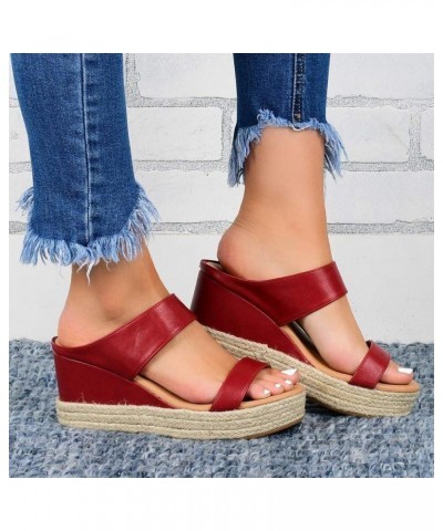 Womens Casual Ankle Strap Buckle Sandal Summer Beach Dress Shoe Orthopedic Open Square Toe Flat 32-cadho-red $17.93 Sandals