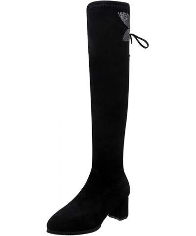 Women Boots Winter Over Knee Long Boots Fashion Boots Vintage Pointed Toe Zipper High Heel Over-the-Knee Boots for Women A63-...