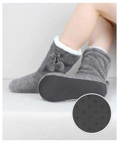 Womens Cozy&Warm Slipper Socks with Grippers-House Socks Dark Grey $10.66 Slippers