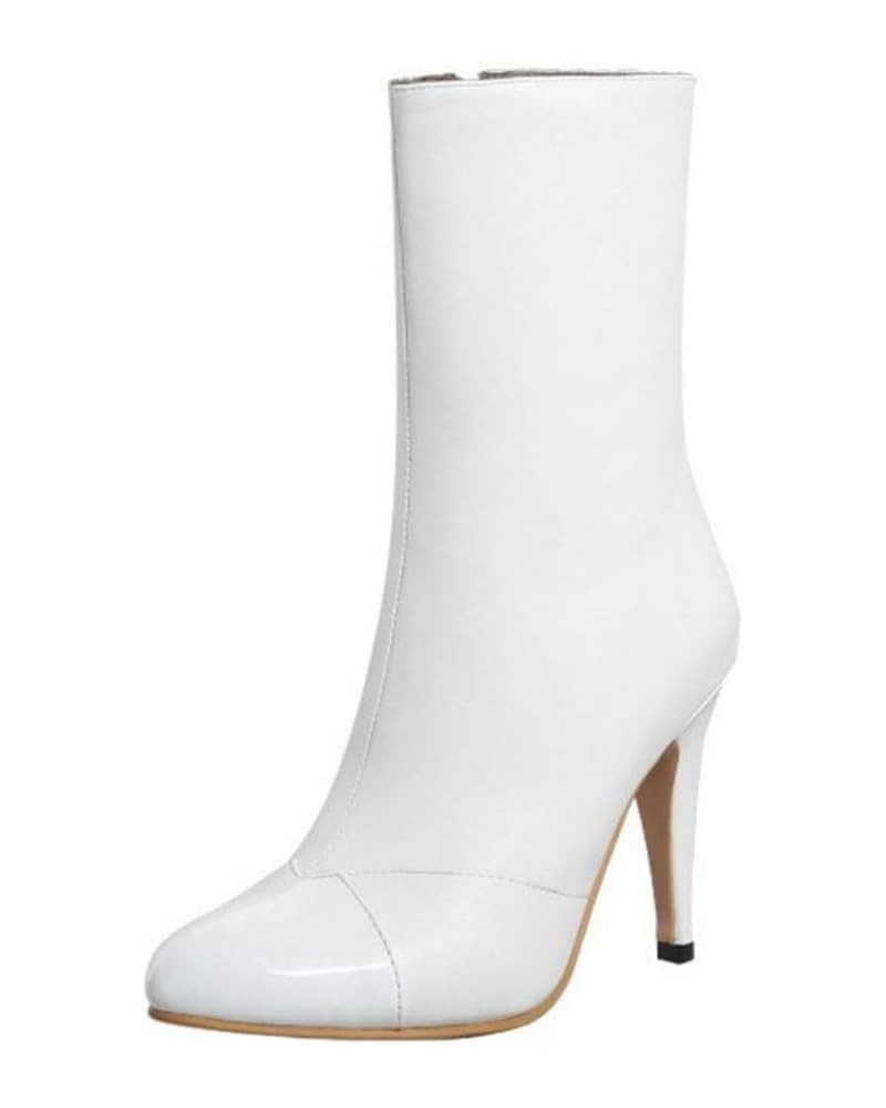 Women Mid-Calf Stiletto Boots White $26.78 Boots