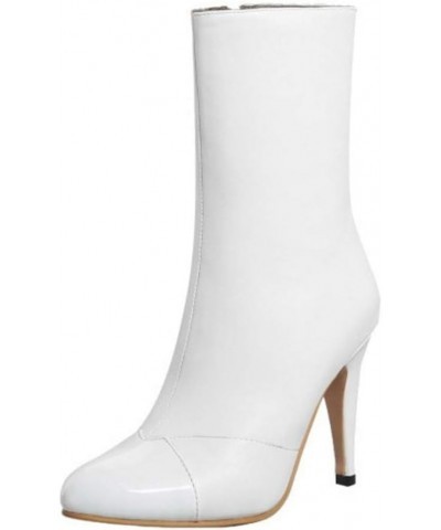 Women Mid-Calf Stiletto Boots White $26.78 Boots