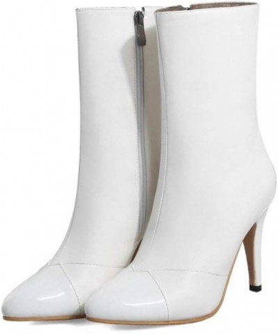 Women Mid-Calf Stiletto Boots White $26.78 Boots