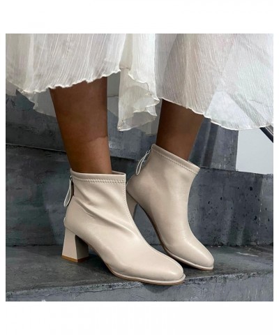 Knee High Boots Women Ankle Booties Wide Width Leather Boots for Women Women'S Ankle Booties With Zipper A-beige $17.46 Outdo...