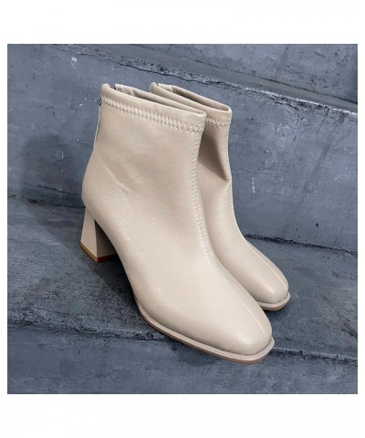 Knee High Boots Women Ankle Booties Wide Width Leather Boots for Women Women'S Ankle Booties With Zipper A-beige $17.46 Outdo...