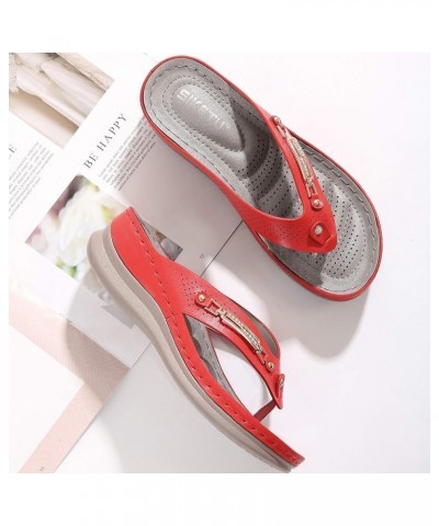 Flip Flops for Women with Bow Out Flops Flip On Vintage Women Wedge Hollow Crystal Dog Flip Flops Shoes for Women Red $19.59 ...