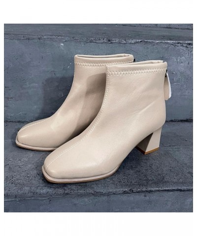 Knee High Boots Women Ankle Booties Wide Width Leather Boots for Women Women'S Ankle Booties With Zipper A-beige $17.46 Outdo...