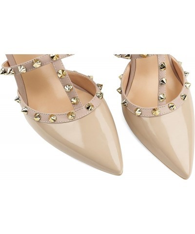 Women's Slingbacks Mid High Heels Pointy Toe Buckle Summer Shoes Party Daily Wear Evening Sandals Apricot $28.59 Sandals