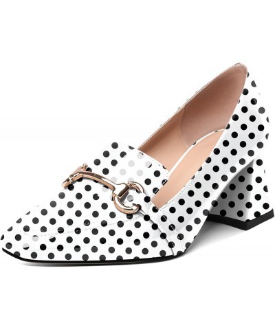 Low Heels for Women Block Chunky Heels Slip On Toe Pumps Loafers 2.5" Closed Toe Slanted Heels Shoes Patent Polka Dot $31.34 ...