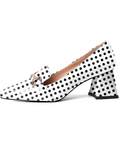 Low Heels for Women Block Chunky Heels Slip On Toe Pumps Loafers 2.5" Closed Toe Slanted Heels Shoes Patent Polka Dot $31.34 ...