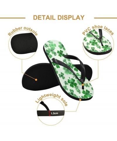 Saint Patrick Day Clover Leaves Womens Flip Flops Irish Shamrock Green Spring Summer Beach Sandals Casual Thong Slippers Comf...