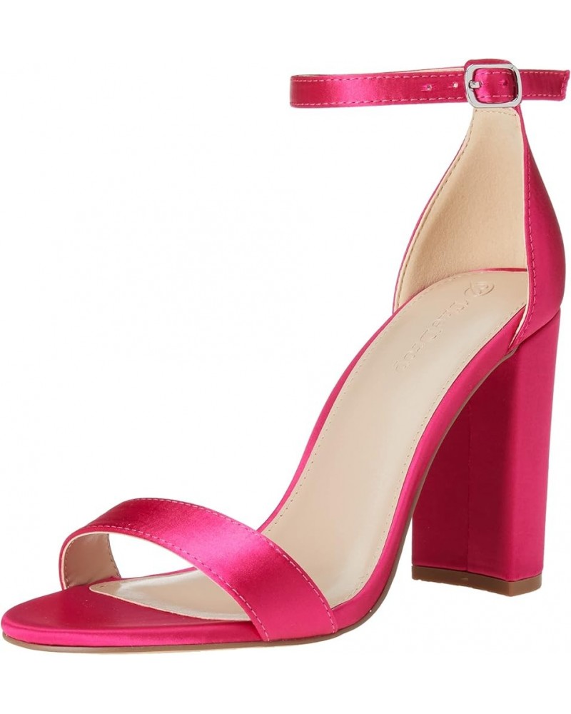 women's Rebecca Strappy High Block-heel Sandal Heeled Pink Satin $35.70 Sandals