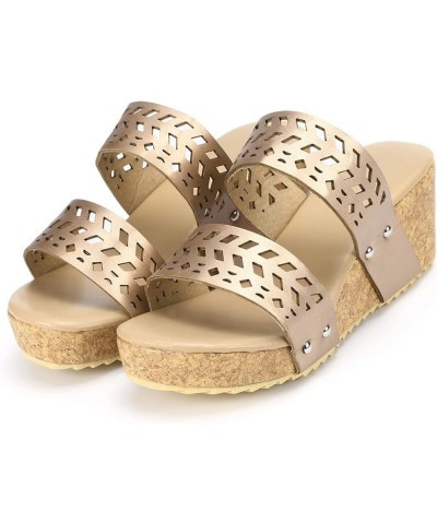 Wedge Flip Flop Slippers Women Bohemian Sandals Women'S Sandals Flip Flops Flats For Women Sandals Comfortable Dressy Gold 6 ...