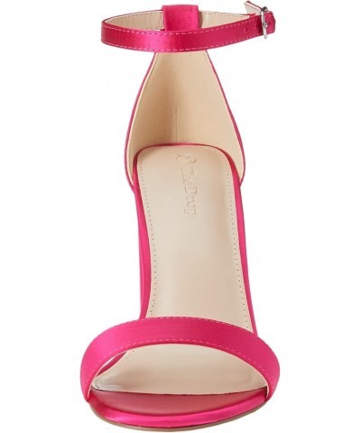 women's Rebecca Strappy High Block-heel Sandal Heeled Pink Satin $35.70 Sandals