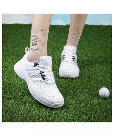 Women Golf Shoes Breathable Golf Shoes Women Spikeless Golf Training Sport Sneakers 02white $26.61 Athletic Shoes