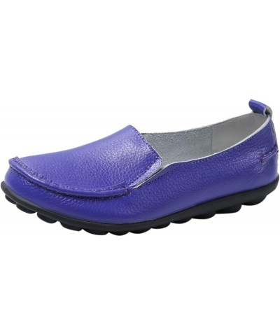 Women Casual Shoes Leather Brown Flat Shoe Non Slip Women's Comfort Walking Boat Shoe Wide Fit Platform Purple $14.92 Loafers...