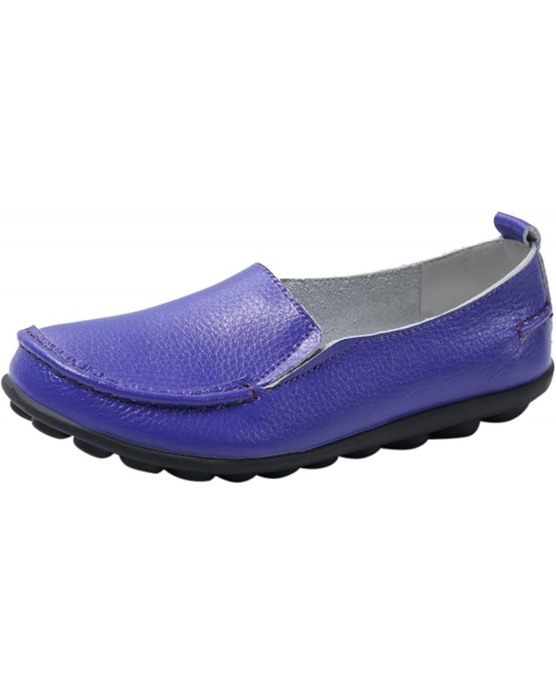 Women Casual Shoes Leather Brown Flat Shoe Non Slip Women's Comfort Walking Boat Shoe Wide Fit Platform Purple $14.92 Loafers...