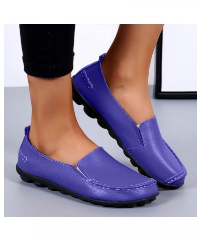 Women Casual Shoes Leather Brown Flat Shoe Non Slip Women's Comfort Walking Boat Shoe Wide Fit Platform Purple $14.92 Loafers...