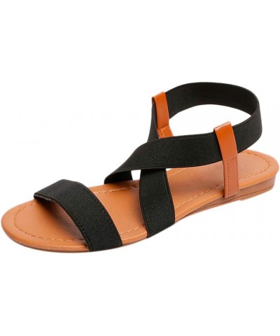 Block Heel Sandals for Women Heel Beach Strap -Toe Sandals Skidding Shoes Women Sandals Low Women's Sandals 5.5 Black $11.10 ...