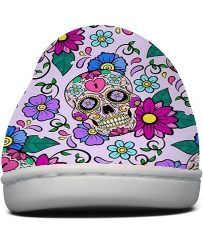 Violet Sugar Skull Slippers for Women Men Cozy Warm Mexican House Slippers Indoor Bedroom Shoes Gifts for Travel,Spa,Hotel ,U...