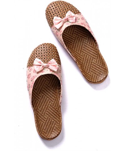 Linen Slippers Women's Summer Indoor Slippers Floral Slippers Home Shoes Indoor/Outdoor Non-Slip Lightweight, Suitable for Wo...