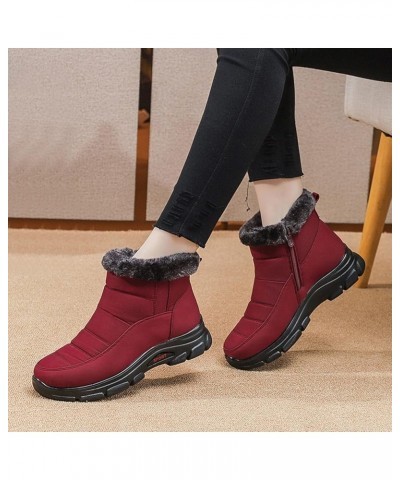 Snow Boots Womens Winter Ankle Boots Couples Mens Womens Boots Slip On Winter Flat Splashing Plus Velvet Warm Short Snow Snow...