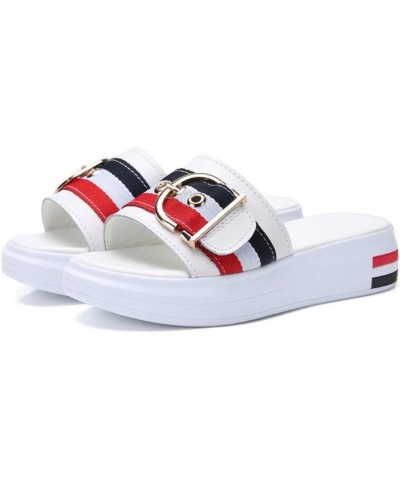 Summer Sandals Women Slippers Flat Shoes Women Genuine Leather Beach Sandals Ladies Luxury Belt Platform Slides Flip Flops Su...