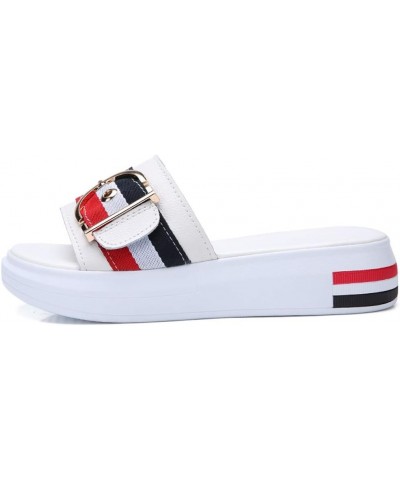 Summer Sandals Women Slippers Flat Shoes Women Genuine Leather Beach Sandals Ladies Luxury Belt Platform Slides Flip Flops Su...