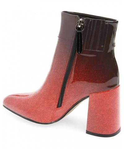 Women Pointed Toe Block High Heel Ankle Boots Glossy Patent Leather Party Dress Booties Size 4-15 US Red Black $39.19 Boots