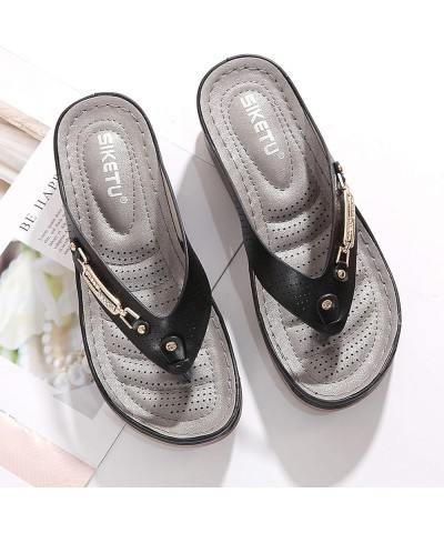 Hollow Slippers Women Crystal Wedge Slip On Summers Vintage Shoes Flops Flip Out Women's Slipper Leather Flip Flops for Women...