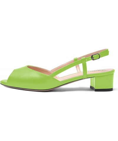 Womens Dress Solid Matte Peep Toe Adjustable Strap Dating Buckle Block Low Heel Pumps Shoes 1.5 Inch Lime Green $35.62 Pumps