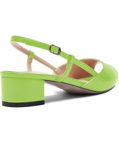 Womens Dress Solid Matte Peep Toe Adjustable Strap Dating Buckle Block Low Heel Pumps Shoes 1.5 Inch Lime Green $35.62 Pumps