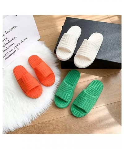 Women's Solid Color Platform Slippers, Terry Cloth Open Toe Slippers, Womens Terry Towelling Slider Slippers 39 Green $16.23 ...