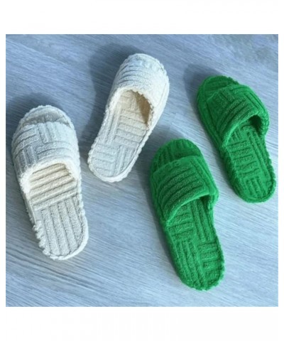 Women's Solid Color Platform Slippers, Terry Cloth Open Toe Slippers, Womens Terry Towelling Slider Slippers 39 Green $16.23 ...