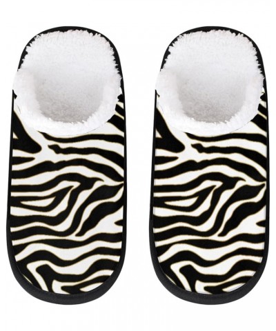 House Slippers for Women Men, Black White Zebra Print House Slippers Animal Zebra Print Spa Slippers Non-Slip Warm Home Shoes...