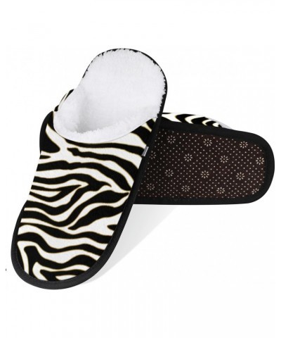 House Slippers for Women Men, Black White Zebra Print House Slippers Animal Zebra Print Spa Slippers Non-Slip Warm Home Shoes...