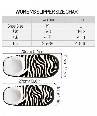 House Slippers for Women Men, Black White Zebra Print House Slippers Animal Zebra Print Spa Slippers Non-Slip Warm Home Shoes...