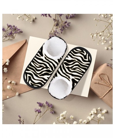 House Slippers for Women Men, Black White Zebra Print House Slippers Animal Zebra Print Spa Slippers Non-Slip Warm Home Shoes...