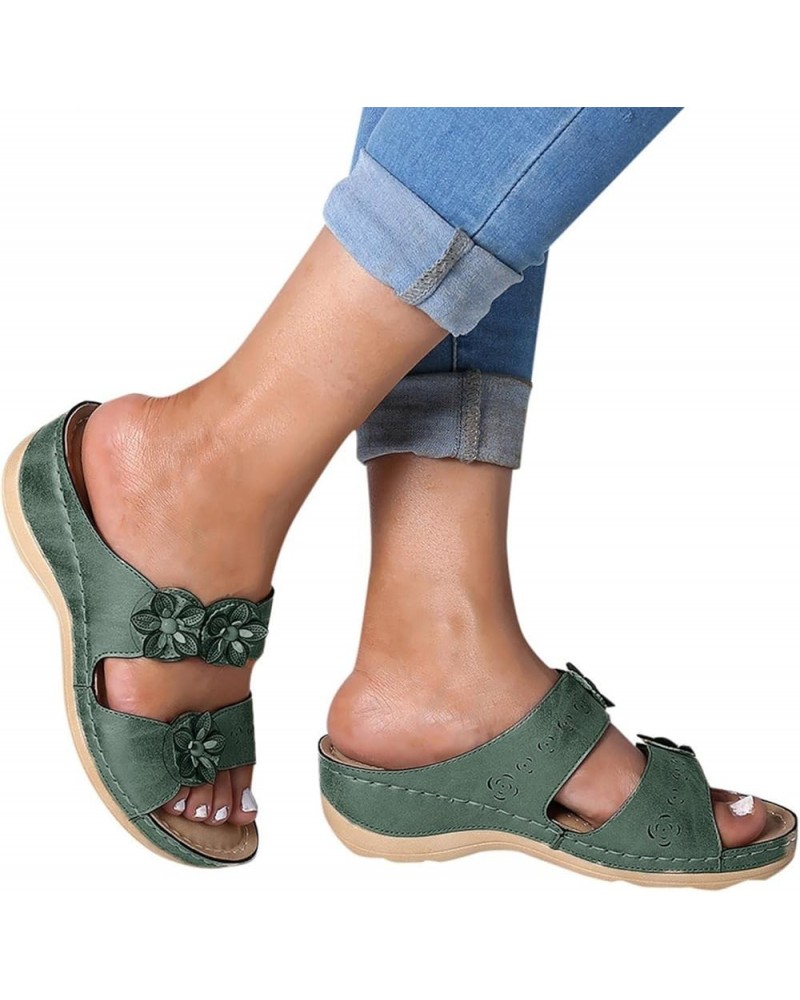 Wide Width Sandals for Women Orthotic Flip Flops with Arch Support Thong Style Slippers Walking Sandals Comfy Shoes Green $14...